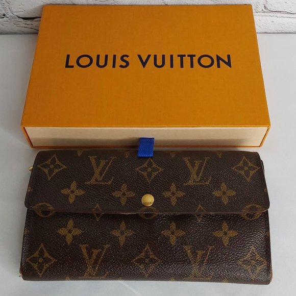 'LOUIS VUITTON' GIFT BOX SET 'PORTEFEUILLE SARAH' LONG LEATHER MONOGRAM WALLET - Picture 2 of 16